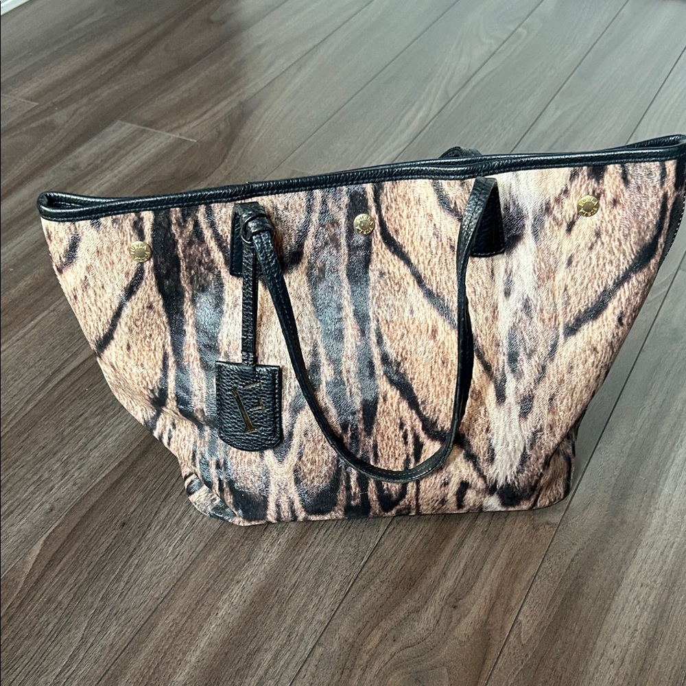 Furla Animal Pattern Tote with Black Trim